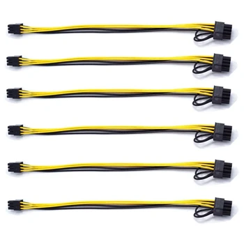 HOT-6 Pack 6 Pin Male To 8 Pin (6+2) Male PCIe Power Adapter Cable PCI Express Extension Cable for Video Graphics Card 30см
