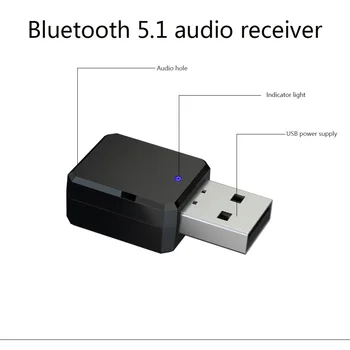 USB Wireless Bluetooth 5.1 Audio Receiver Adapter Music Speakers Hands-free Разговори 3.5 mm AUX Car Стерео Bluetooth 5.0 Adapter