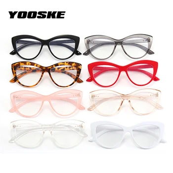 YOOSKE Vintage Eyeglasses Frames for Women 2021 Секси Cat Eye Glasses Frame Black Прозрачни Очила, Прозрачни Оптични Очила