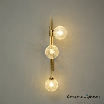 Модерен Стенен Лампа Златна Стъклена Топка Стенни осветителни Тела за Хол Спалня Баня Nordic Wall Decor Нощни LED осветление Стена