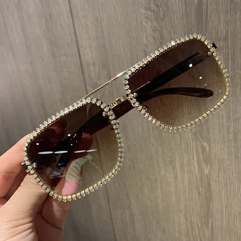 Старинните дамски слънчеви очила Qualtiy sun glasses men Diamond Bling square shades for womem oculos de sol feminino eyewear