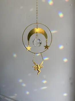 Фея да Танцува Под Луната и Звездите Sun Ловецът Аксесоари За Декорация на Детска Стая Sun Catchers Angle Rainbow Maker Crystal Witchy