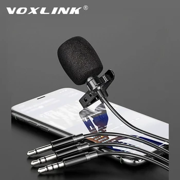 VOXLINK Микрофон 3,5 mm мини 3 в 1, Преносим Ревера Лавальер Кондензаторен Микрофон за DVD, Радио Авто iPad Android Смартфон DSLRCamera