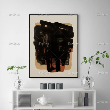 Soulages Exhibition Poster, Pierre Soulages, Modern Minimalist Wall Art Prints Home Decor Платно Unique Gift Floating Frame