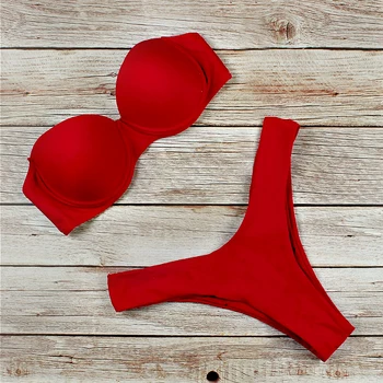 2021 New Bikini Fashion Push Up Бикини Set Swimsuit Women Ленти High Waist Леопард Solid Red Triangle Swimsuit Two-Piece Костюми