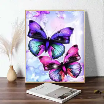 AZQSD Oil Painting By Numbers Butterfly Flower Paint By Numbers Animal САМ 40x50cm Unframed Decoration Hand Paint Kit Canvas