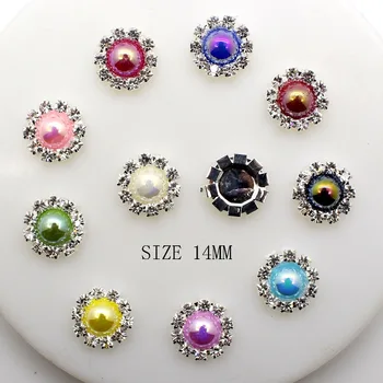 ZMASEY Metal Pearl Buttons Mix Size 10 бр./Лот 14 мм, Шевни Ръчно изработени Аксесоари Flatback Button Decoration Supplies for Wholesale