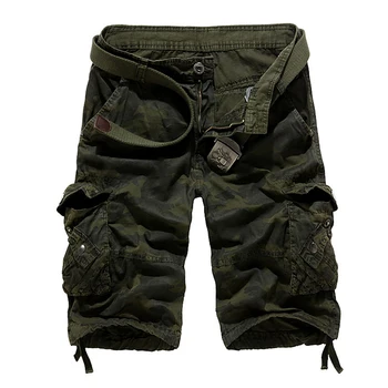 товарни мъжки къси панталони случайни Камуфлаж Свободни Товарни Шорти Мъжете Прохладното Лято Военен Камуфлаж Къси Панталони Homme Карго Панталони