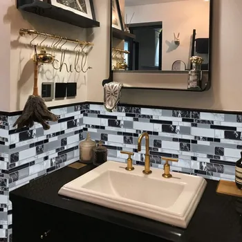 3D Мозайка САМ Самозалепващи Плочки Backsplash Стикер на Стената Винил Баня Кухня Стикери за Декорация на дома Cropable Рисувани Стенни Тапети