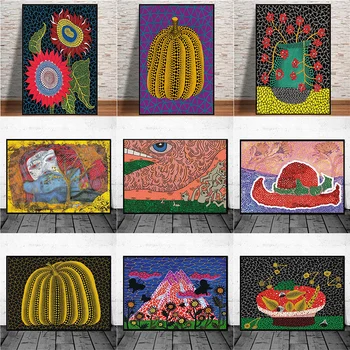 Yayoi Kusama Purple Тиква Платно Art Плакати и Печат на Абстрактни Картини върху платно на Стената Куадрос за Домашен интериор Картини