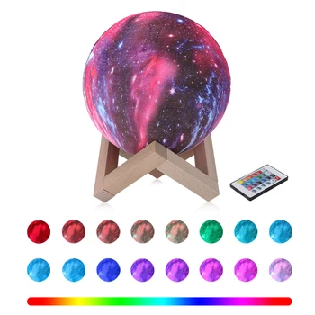 3D Print Star Moon Lamp LED Galaxy Lamp 3/16 Color Change Touch Remote Control LED Night Light Home Decor Creative Kids Gift