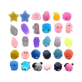 30 бр. Mochi Squishy Toys Glitter Mini Animal Set формата на сърце Kawaii Squishes toys Party Favors For Kids Stress Relief Toys Коледа Gifts