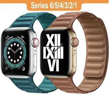 Кожена Каишка с линия за Apple Watch Band 6 SE 5 4 3 40 мм 44 мм 38 мм 42 мм Линк Гривна Каишка Iwatch Серия Въжета за часа