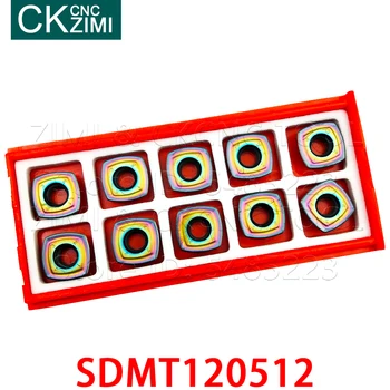 10ШТ SDMT120512 SDMT 120512 Твердосплавная поставяне на Бърза подаване фрезоване поставяне на смилане инструмент струг част от CNC Метален струг инструмент за ASRF