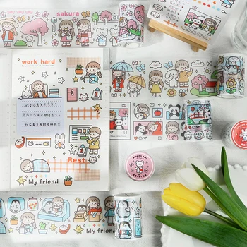 ДОМАШНИ любимци Съпътстващи топли серия Хартиени Ленти За Прикриване на Сладко Момиче Карикатура Дневник САМ Васи Лента Планер Етикети Корейски Офис Подарък