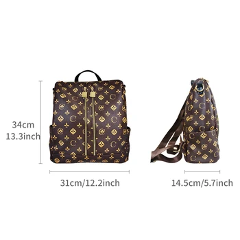 Vintage Women Luxury Brand Design Backpack Tourist Монограм Anti-theft Pack Bag Big Capacity Bags for Girl with Letter Printing