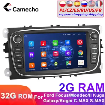 Camecho 2 din Android 8.1 За FORD Focus 2 II EXI MT 2 3 Mk2 Mondeo 9 S-MAX, C-MAX, Galaxy Car Radio GPS Multimedia Player 2G+32G
