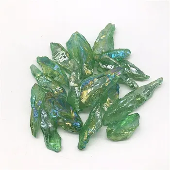 50 г Натурален Гальванический зелена Аура Quartz Crystal Груб Камък за окачване