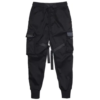 2020 Joggers Cargo Pants for Men-Casual Хип-Хоп Хит Color Pocket Мъжки Панталони, Спортни панталони, Градинска облекло Лента Techwear Панталони