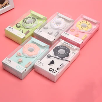 Слушалки Втулки Слушалки Сладки Понички Тестени изделия Слушалки 3,5 мм Стерео Кабелни Слушалки С микрофон Калъф За Деца Момичета MP3 Подаръци Q17