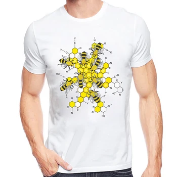 2021 Забавен дизайн на животните Наука мед и пчели Тениска Лятна Мъжки Печатна Тениска Мода Химия Върховете Тениска Облекло