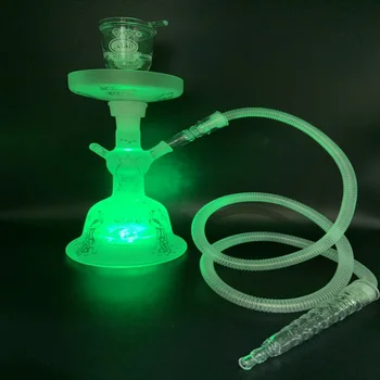 Нов Матиран стъклен Наргиле Набор от LED Light Matel Наргиле Тютюневата Купа Водопроводна Тръба Narguile Chicha Прозрачна тръба за пушачи на Наргиле, Определени