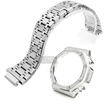 GA-2100 Diamond Set GA2100 Metal Bezel Third Generation Metal Watchband Bezel Неръждаема Стомана 316L GA-2110 Watch Strap Band