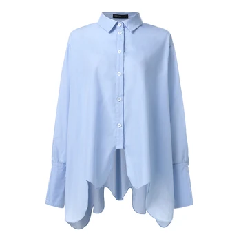 Мода Нередовни Ризи Дамски Пролетни блузи ZANZEA 2021 Ежедневно С Дълъг Ръкав Blusas Дамски пуговица Туника риза
