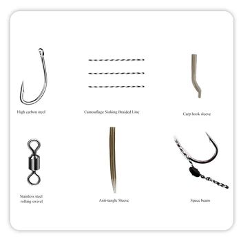 FTK Carp Fishing Hair Rigs Ready Made Boilie Tied Carp Fishing Hook Size 16-25 мм 2#-8# 6pcs 8pcsFishing Tackle Accessories Pesca
