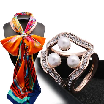 Нов Три пръстена Имитация на Перли Шал Притежателя Шал, Брошка Клипове Бижута Подарък Синтетичен Скъпоценен Камък Имитация на Перли Бижута