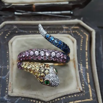 FDLK Fashion Trends Animal Snake Women Ring Gold Silver Color CZ Stone Изискани Штабелируемые Пръстени Змийска форма Trendy New