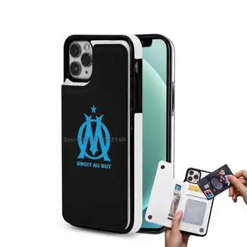 Olympique De Marseille Лого Син Кожен Портфейл Калъф за Телефон Iphone 12 11 Pro Max Mini Xs Xr 7 8 Plus Притежателя на Картата