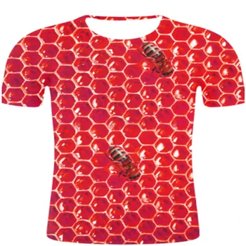Мъжки Honeycomb Graphic Top Bee Tees Summer за Мъже Top Honey Bee тениска Little Bee С къс ръкав 3D
