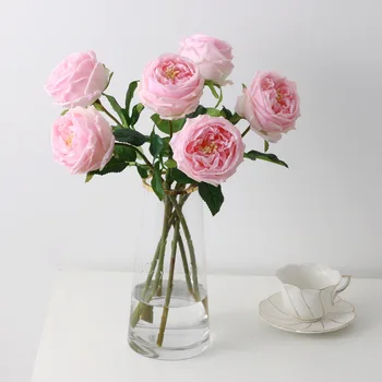 В момента на докосване на Големи рози ръка се чувстват изкуствени цветя за дома парти декор flores decorativas украса на стаята аксесоари