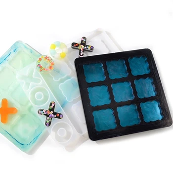 Small Tic Tac Toe Molds Resin for Casting Small O X Board Game Silicone Мухъл САМ Занаятите Classic Board Family Games Molds