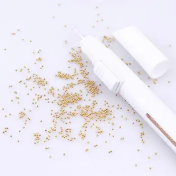 Направи си САМ Point Пробийте Pen 3D Metal Beads Nail Art Pen New Кюлчета Маникюр Професионален Художествен Инструмент Аксесоари За Нокти Pen Beads G6W3