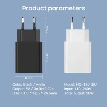 Черен/Бял 20 W PD Зарядно Устройство Бързо Зарядно Устройство, USB-C Адаптер за Захранване PD Кабел Зарядно За iPhone 12/11 Pro Max XR Huawei, Xiaomi