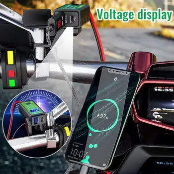 2021 Нов M. 2 3.1 A/4.8 A SAE to Dual USB Type-C Мотоциклет Зарядно Устройство Волтметър ON/Off Превключвател Цифров Дисплей на мобилен Телефон Бързо Зарядно Устройство