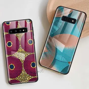 Африкански Восък Fabic Калъф за Телефон Samsung Galaxy S20 S21 FE S10 Note 10 20 Ultra 5G 9 S9 Plus S10e Закалено Стъкло Капак Coquet