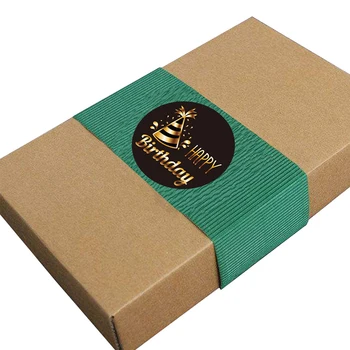 500 бр./ролка през Цялата Черен Дизайн честит Рожден Ден Печат на Етикети САМ Deco Подарък Стикер водоустойчив Етикет голям размер за кутия за торта