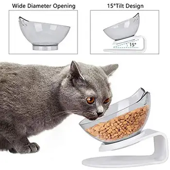 No-Slip Cat Bowl Tilt Raised Cat Anti-Рвотная Консумация на храна Ясла За хранене С Вдигната поставка За Купата на Котки Пет Water Bowl