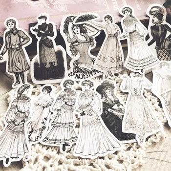 Стари стикери на Европейския ретро дами самоличността на мода рокля дизайн направи си САМ scrapbooking албум щастлив планер декоративни стикери