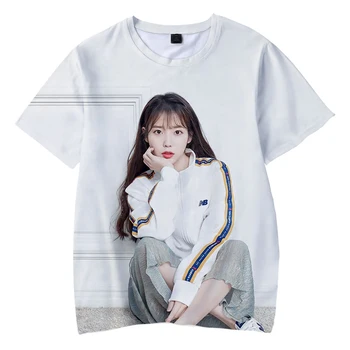 Популярната Kpop Певицата IU тениска Момчета/момичета 3D Принт Тениска Мода Лято Децата С Къс Ръкав Harajuku Унисекс Lee Ji юн нападки tee