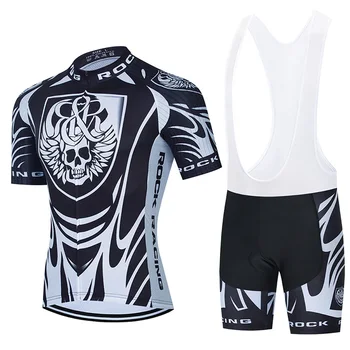 2021 ROCK RACING Cycling Jersey 9D Set SKULL Bicycle Clothing Ropa Ciclismo Мъжки Бързосъхнеща Велосипедна облекло Кратък Костюм Maillot Culotte