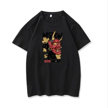 Модни момчетата са Готини Мъже, Хип-ХопТ риза Японски Ежедневни блузи Градинска Дрехи на Мъже, Жени Свободен пуловер Harajuku Devil T shirt Мал