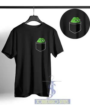 Pepe The Frog Pocket T Shirt Graphic Tee Смешни Аниме Meme 4Chan New Black Tee