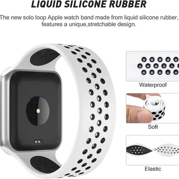 Solo Loop каишка за Apple Watch Band 44 мм 40 мм 38 мм 42 мм и Дишаща силикон еластичен Колан гривна каишка iWatch Series 3 4 5 SE 6