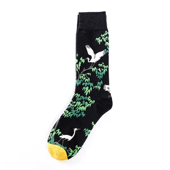 Самоличността Щастливи Улични Чорапи Абстрактно Изкуство Творчески Кран Цветя на Мъже, Жени Унисекс Чорапи в тръбата Памук Смешни Къси Чорапи