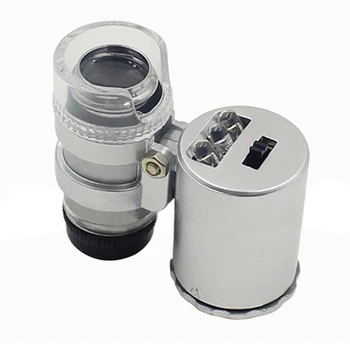 Tragbare Mini Greifen 60 x Mikroskop Handheld Lupe Lupe UV Licht Wahrung Detektor Juwelier Lupe Mit LED Licht