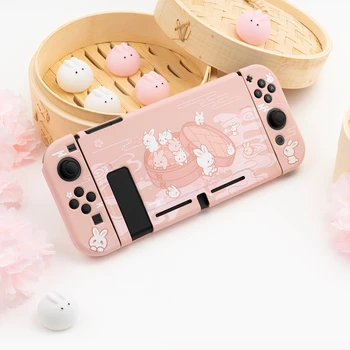 Geekshare Nintend Switch Case Сладко Steamed Bread Rabbit Cartoon Soft Full Cover Back Girp Shell За Nintendo Switch Accessories